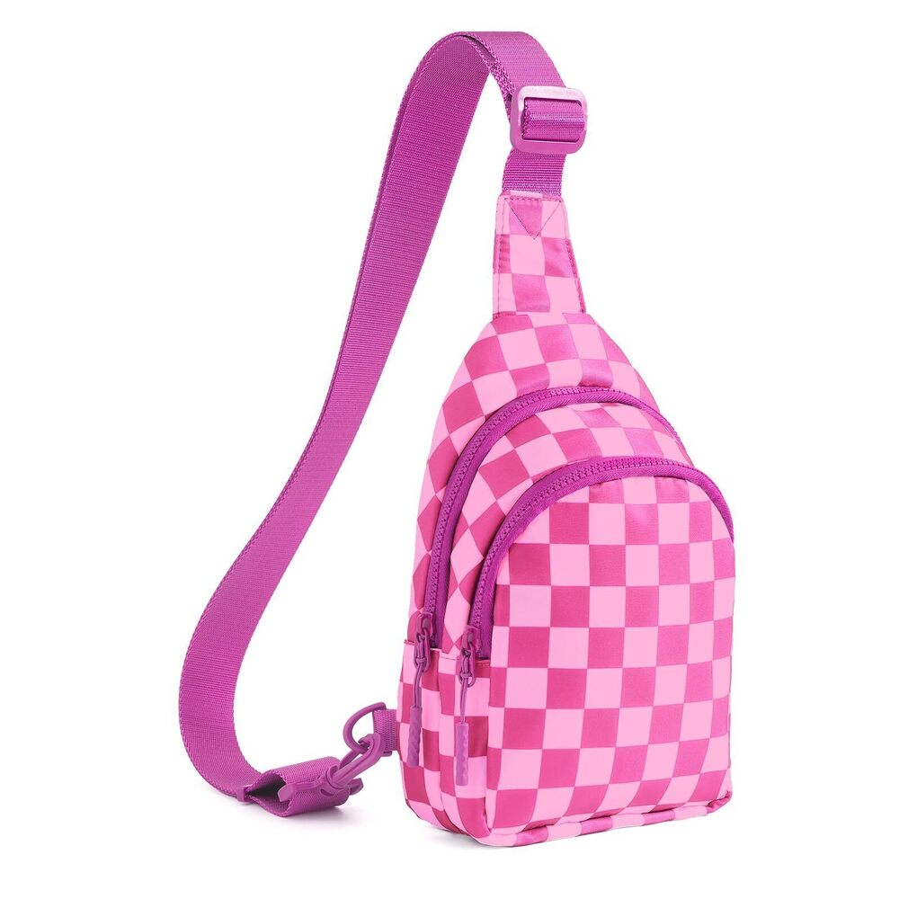 3612 Checkered Sling Bag Small Backpack Crossbody Chest Bag Fanny Packs